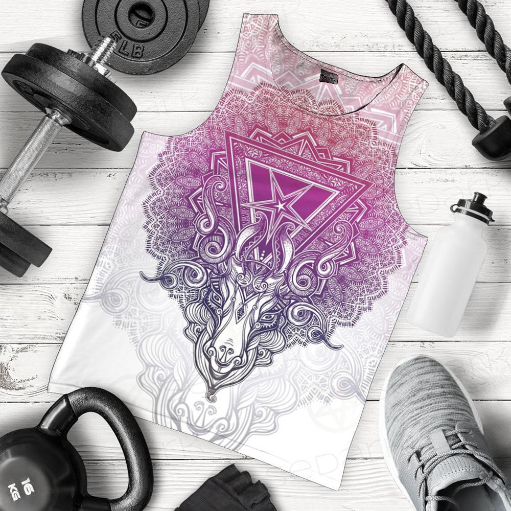 Pentagram Sign Head Of Demon Baphomet Men Tank-tops