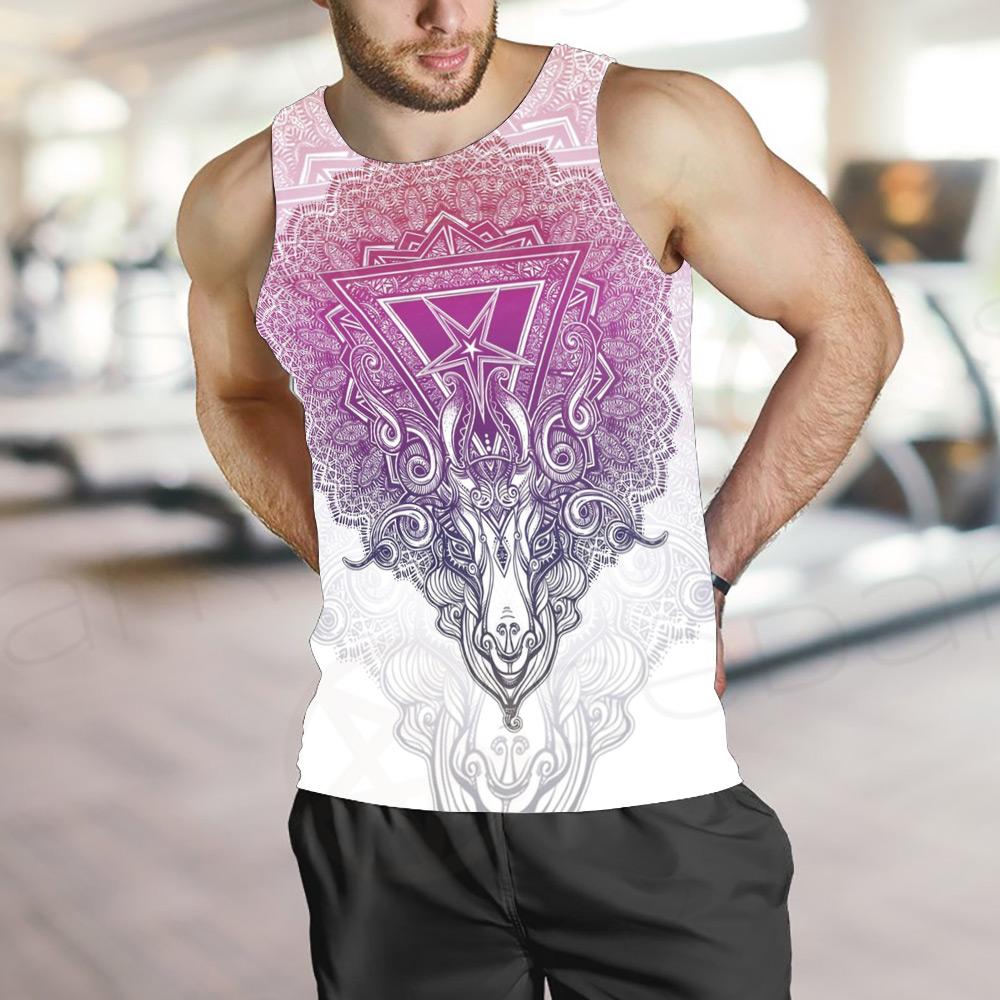 Pentagram Sign Head Of Demon Baphomet Men Tank-tops