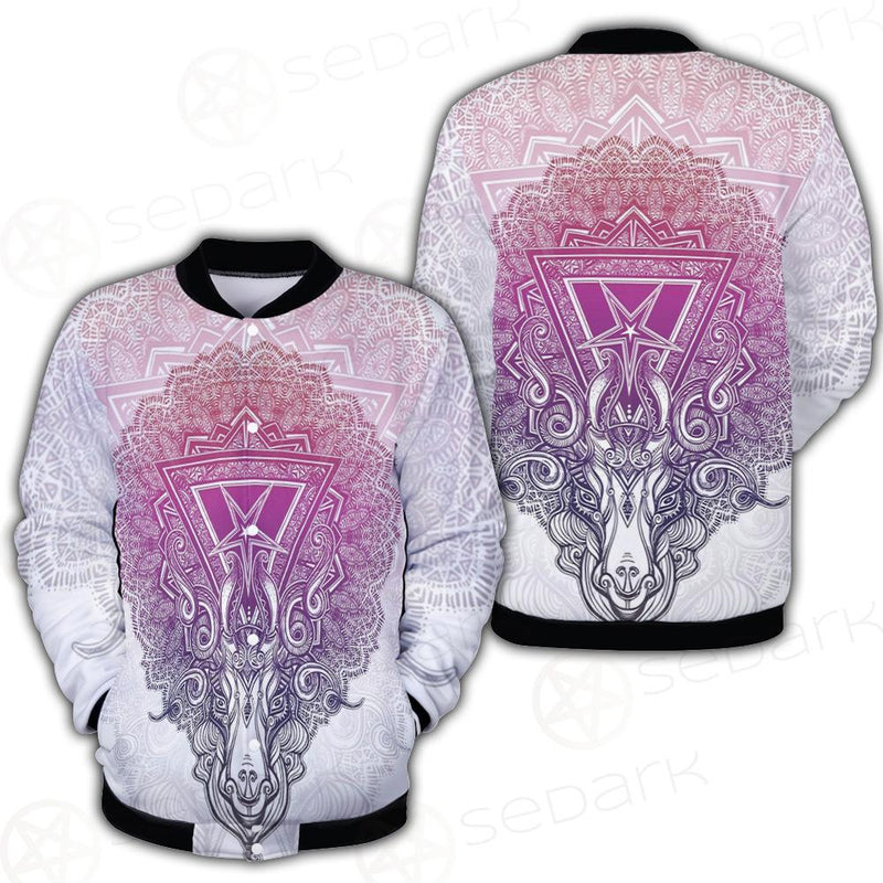 Pentagram Sign Head Of Demon Baphomet Button Jacket