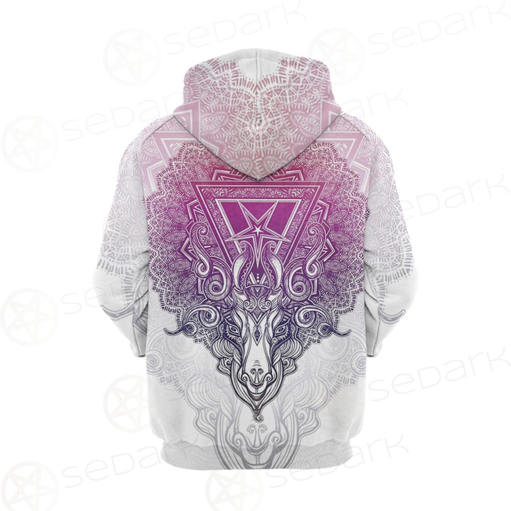 Pentagram Sign Head Of Demon Baphomet Hoodie Raglan