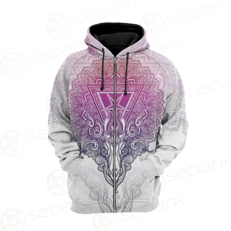 Pentagram Sign Head Of Demon Baphomet Hoodie Raglan Zip