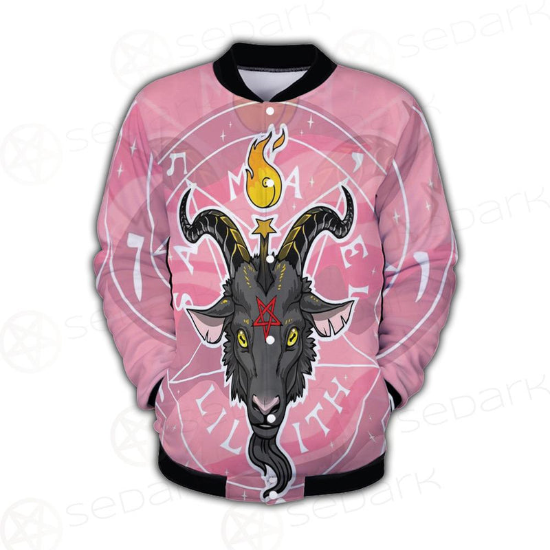 Baphomet Head In Pink Circle Button Jacket