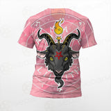 Baphomet Head In Pink Circle Unisex T-shirt