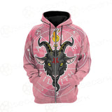 Baphomet Head In Pink Circle Hoodie Raglan Zip