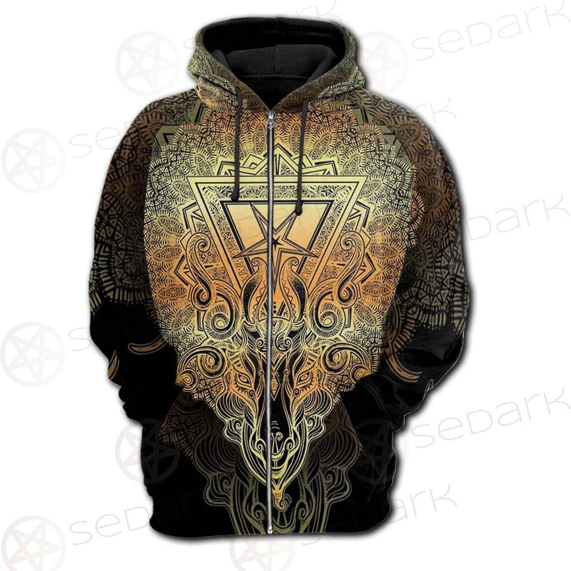 Pentagram Sign Head Of Demon Baphomet SDN-1024 Hoodie Raglan Zip