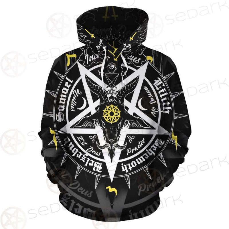 Pentagram Baphomet Occult Illustration SDN-1027 Hoodie Allover