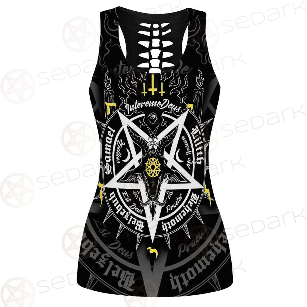 Pentagram Baphomet Occult Illustration SDN-1027 Hollow Out Tank Top