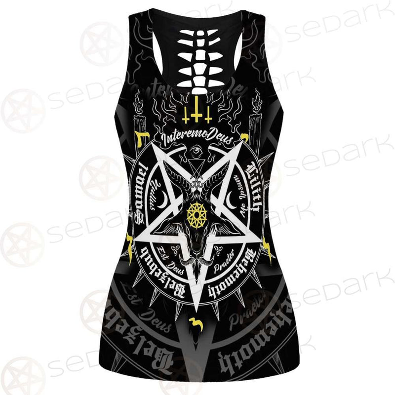 Pentagram Baphomet Occult Illustration SDN-1027 Hollow Out Tank Top