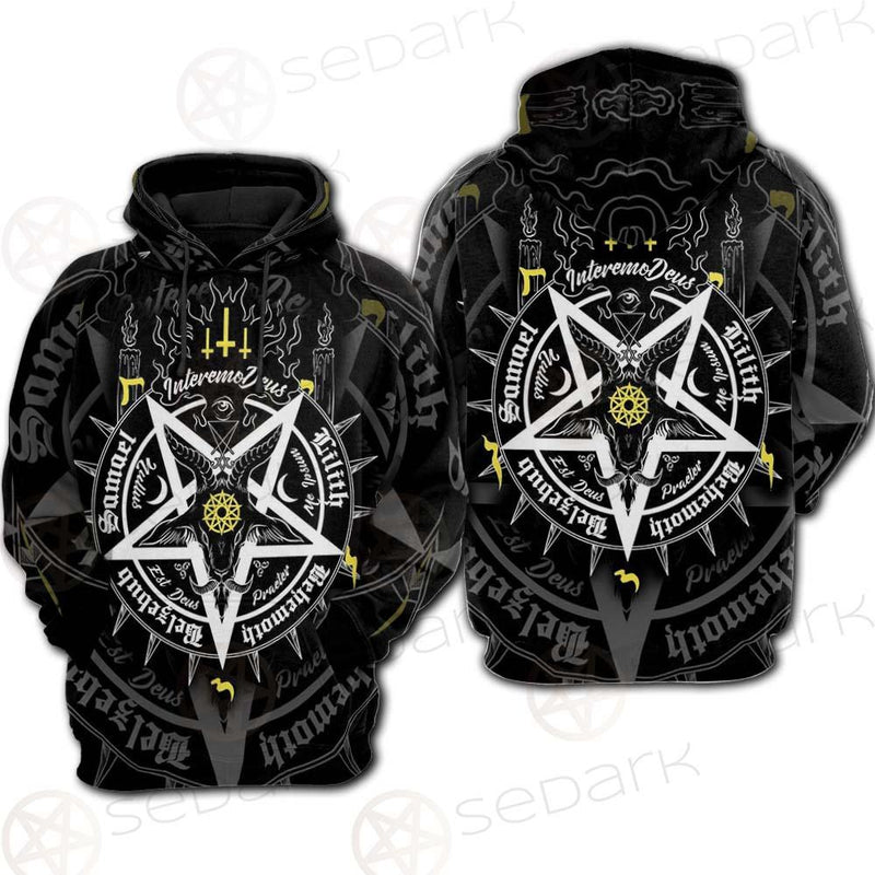 Pentagram Baphomet Occult Illustration SDN-1027 Hoodie Raglan