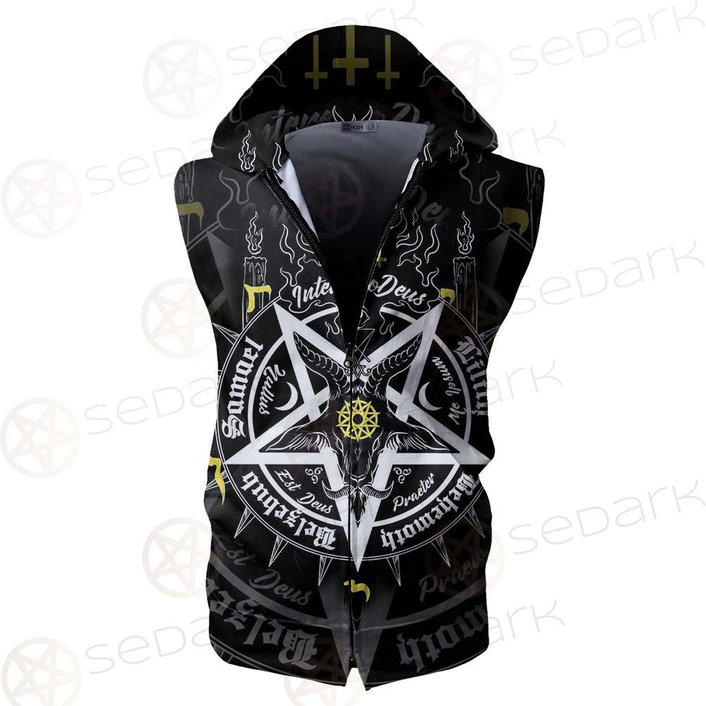 Pentagram Baphomet Occult Illustration SDN-1027 Zip Sleeveless Hoodie