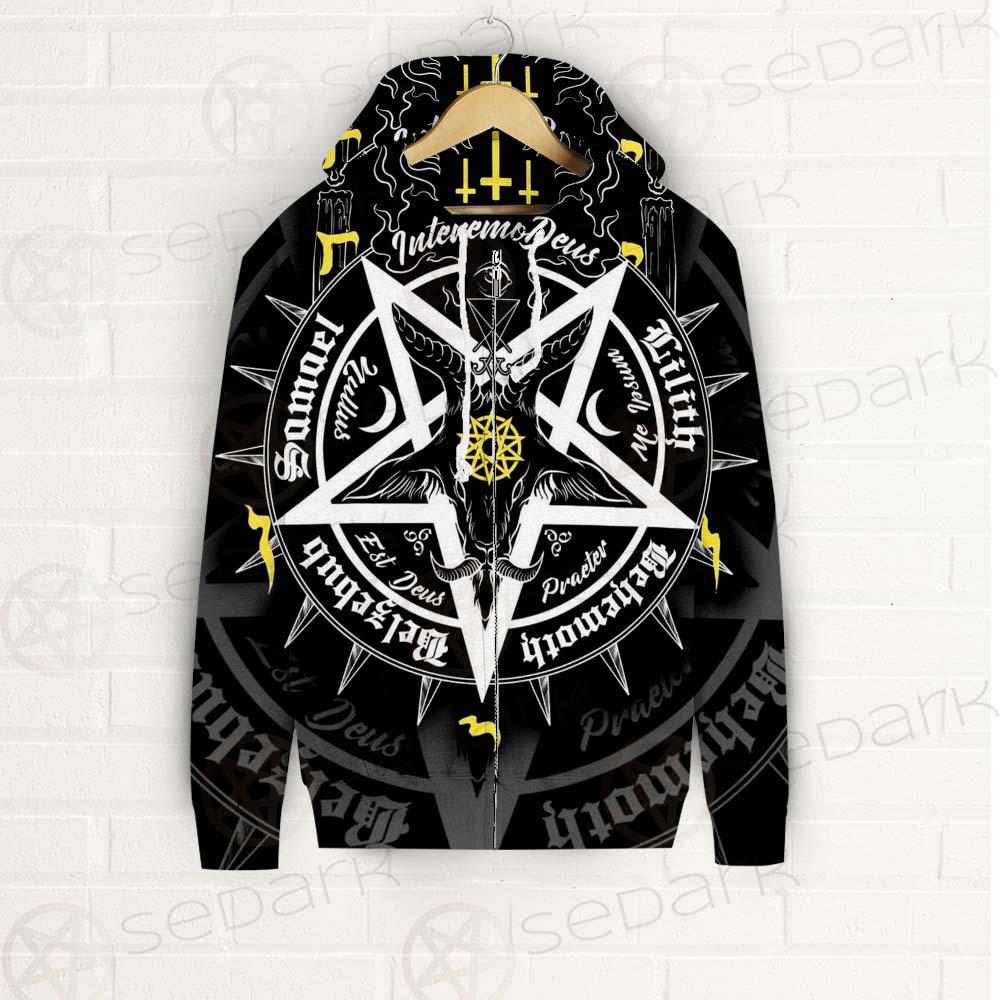 Pentagram Baphomet Occult Illustration SDN-1027 Zip-up Hoodies