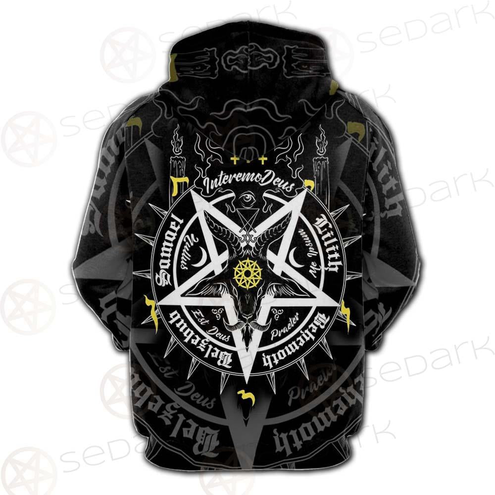Pentagram Baphomet Occult Illustration SDN-1027 Hoodie Raglan