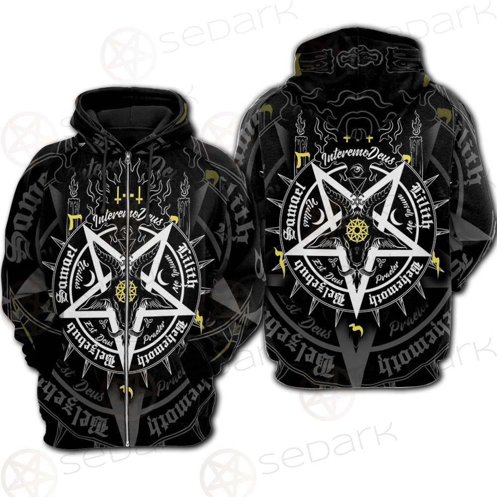 Pentagram Baphomet Occult Illustration SDN-1027 Hoodie Raglan Zip