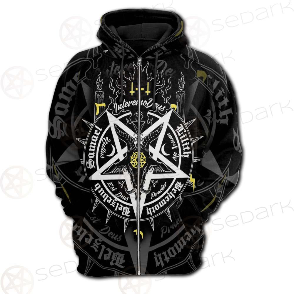 Pentagram Baphomet Occult Illustration SDN-1027 Hoodie Raglan Zip