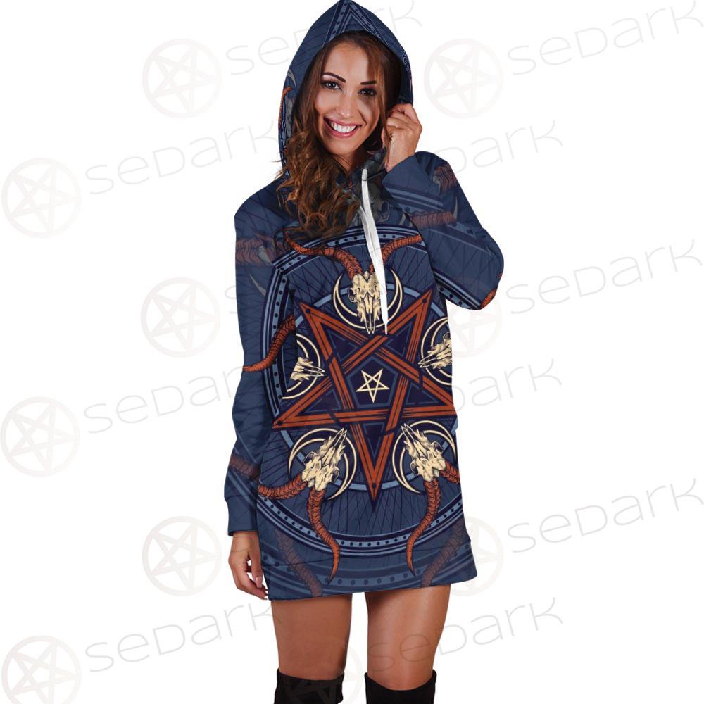 Stylish Pentagram With Goat Skulls SDN-1028 Hoodie Dress
