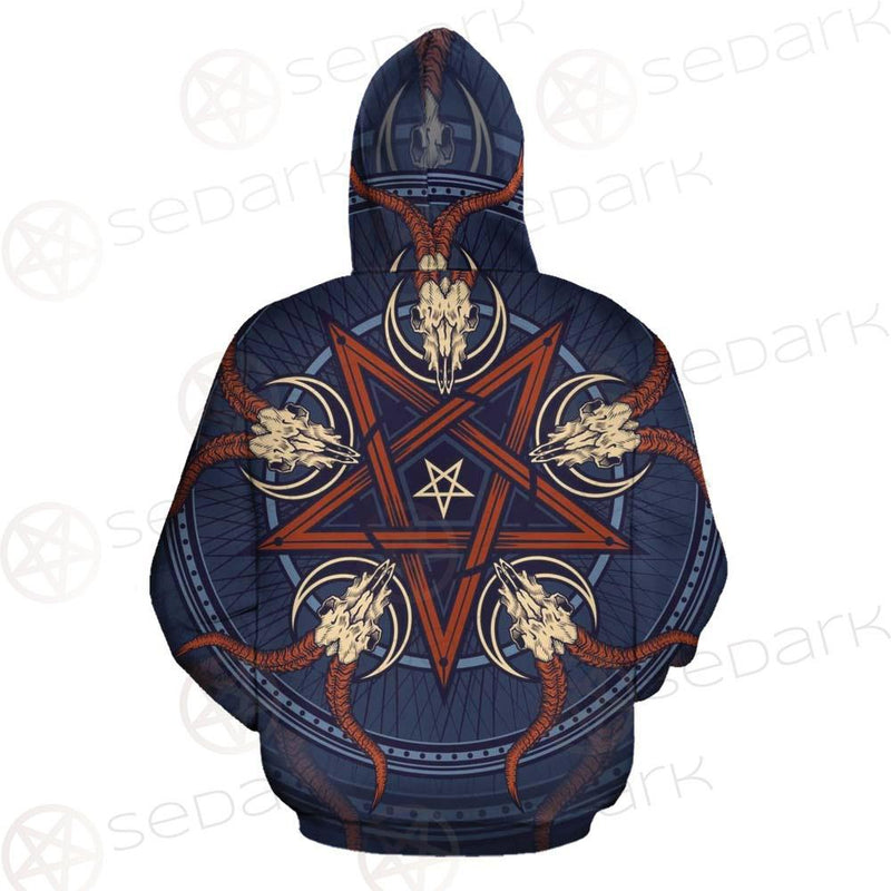 Stylish Pentagram With Goat Skulls SDN-1028 Hoodie Allover