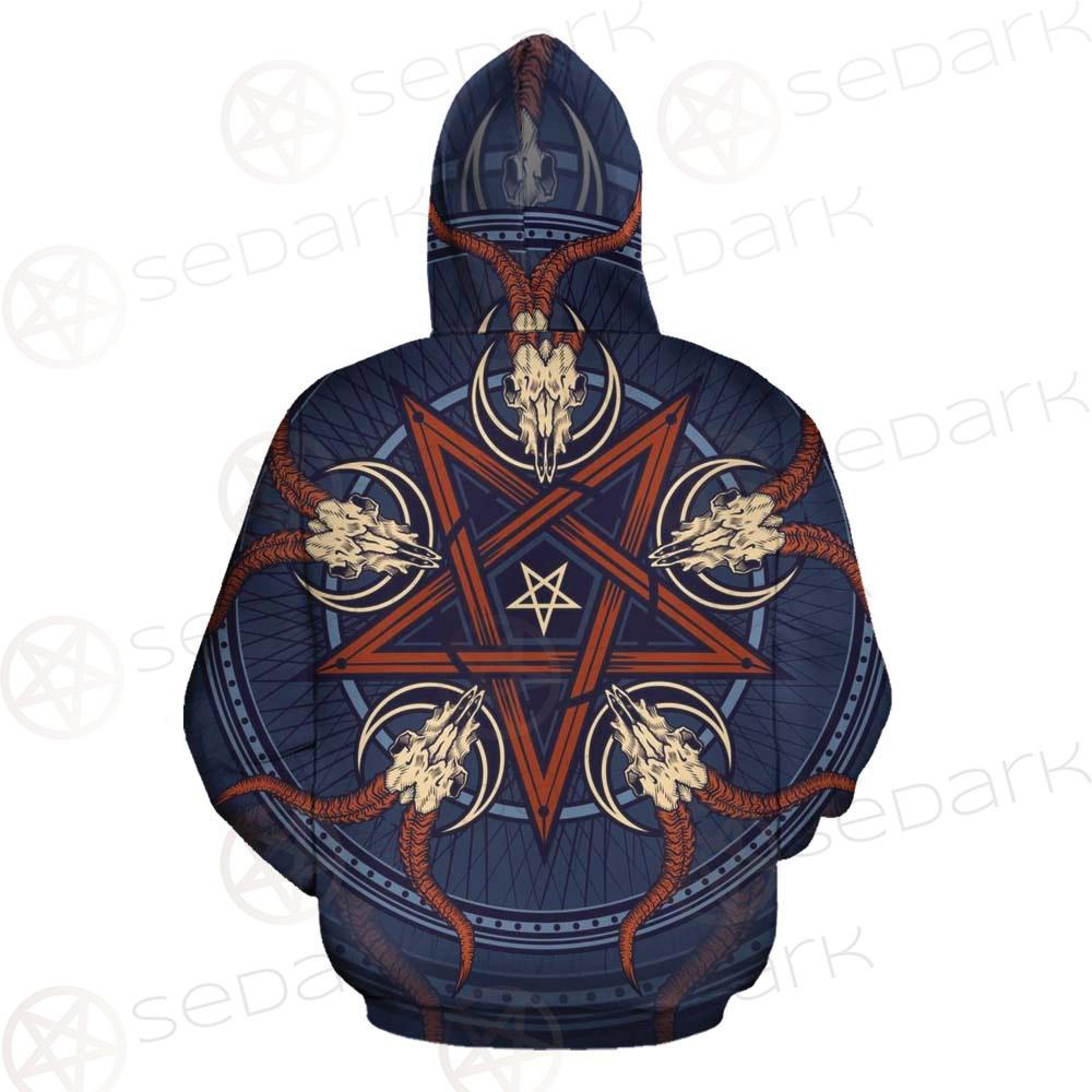 Stylish Pentagram With Goat Skulls SDN-1028 Zip-up Hoodies