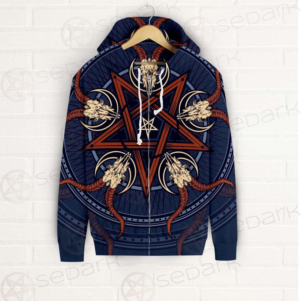 Stylish Pentagram With Goat Skulls SDN-1028 Zip-up Hoodies