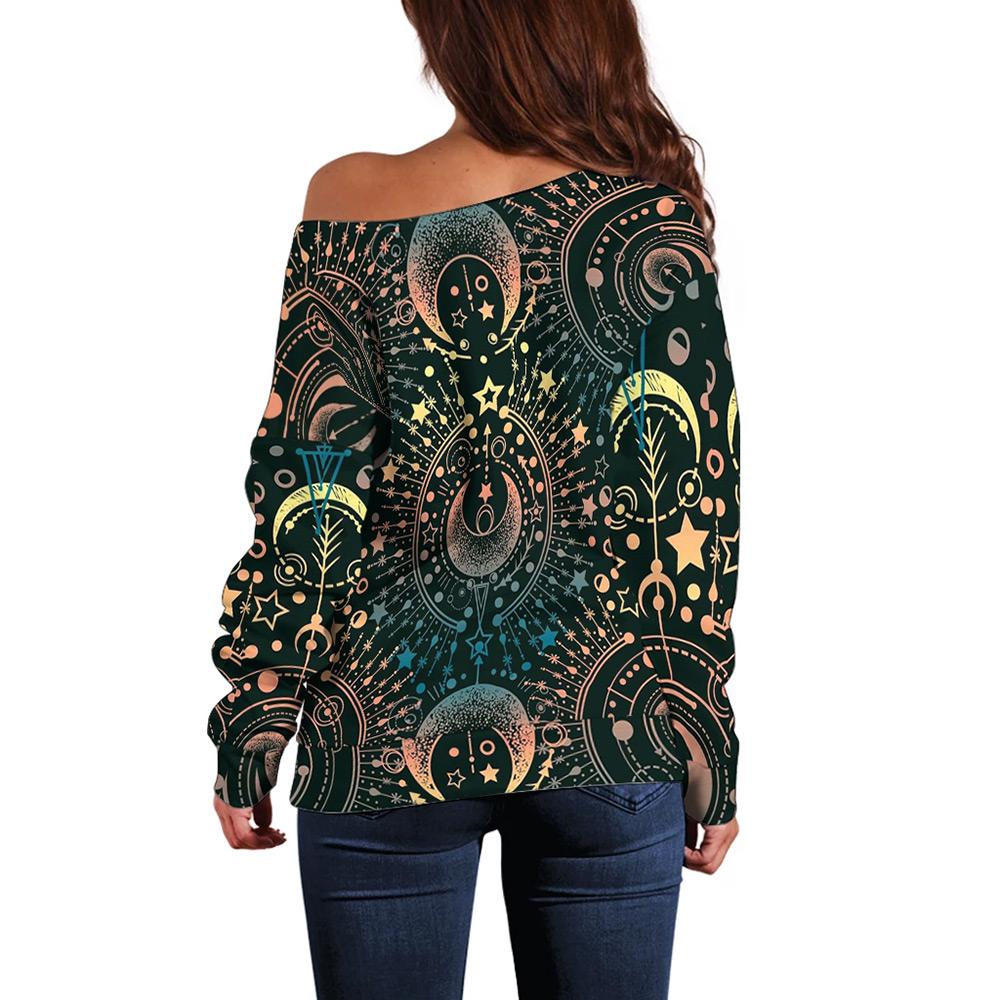 Spirituality And Occultism Off Shoulder Sweaters