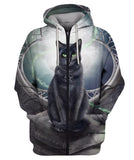 Pretty Stuff Balck Cat Familiar Zip Hoodie