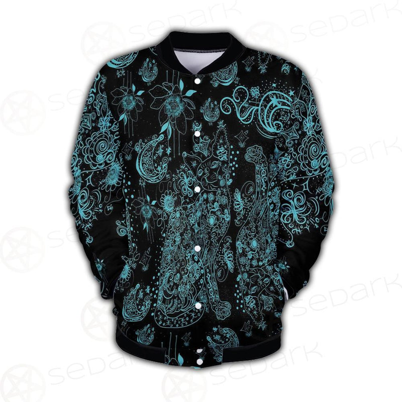 Black Sphynx Cat Tattoo Pattern Button Jacket