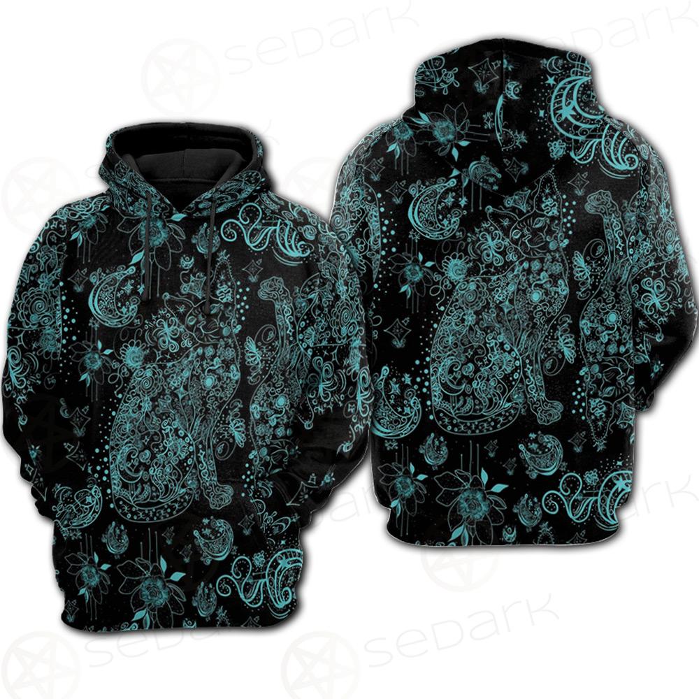 Black Sphynx Cat Tattoo Pattern Hoodie Raglan