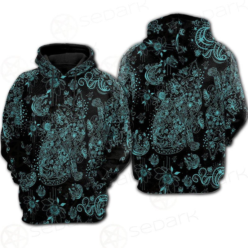 Black Sphynx Cat Tattoo Pattern Hoodie Raglan