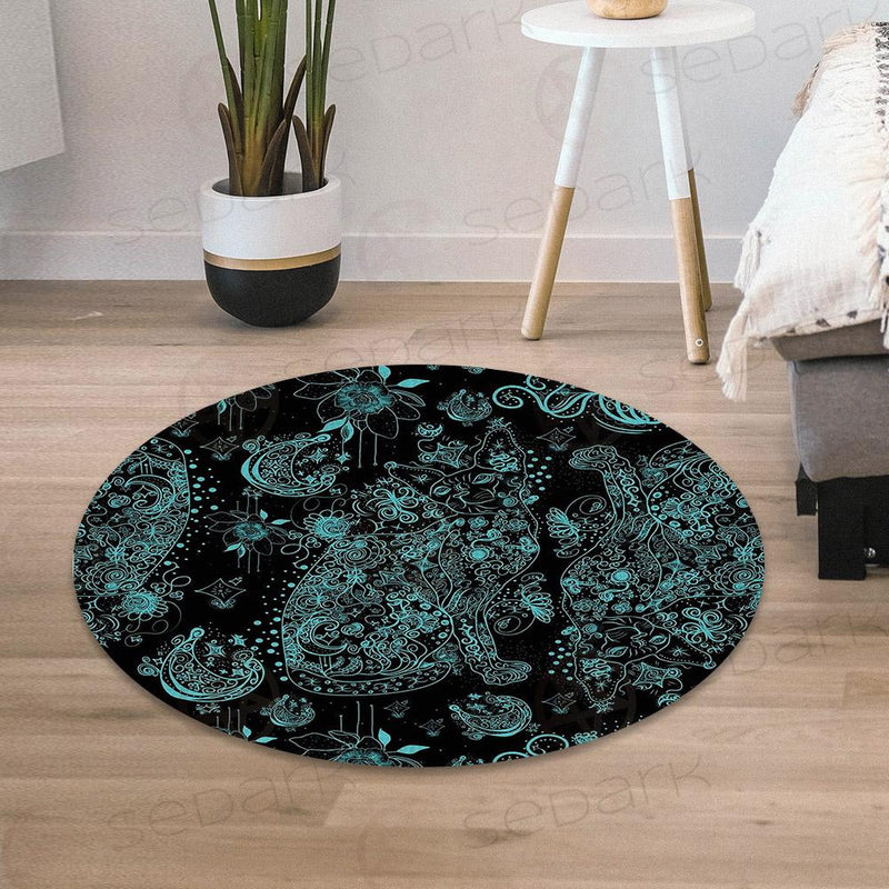 Black Sphynx Cat Tattoo SDN-1048 Round Carpet