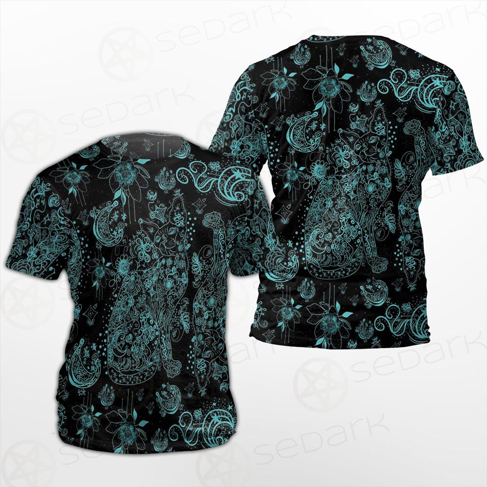 Black Sphynx Cat Tattoo Pattern Unisex T-shirt