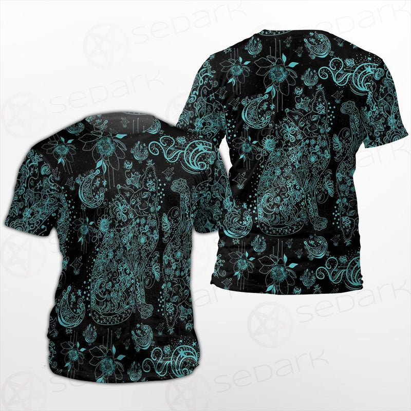 Black Sphynx Cat Tattoo Pattern Unisex T-shirt