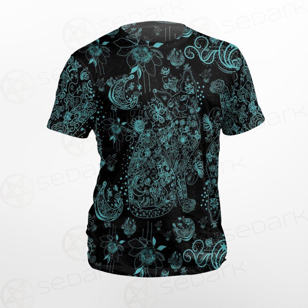 Black Sphynx Cat Tattoo Pattern Unisex T-shirt