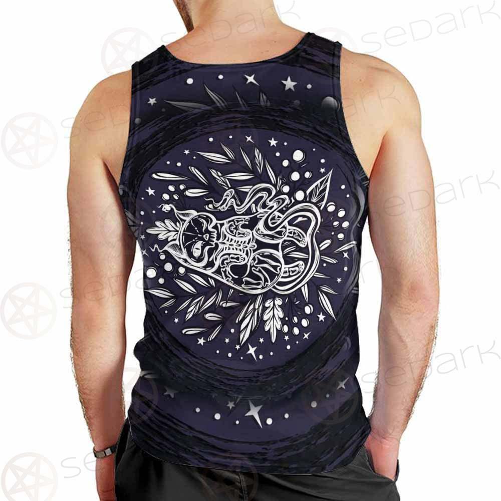 Mystical Cat Skeleton Lies In The Grass SDN-1050 Men Tank-tops