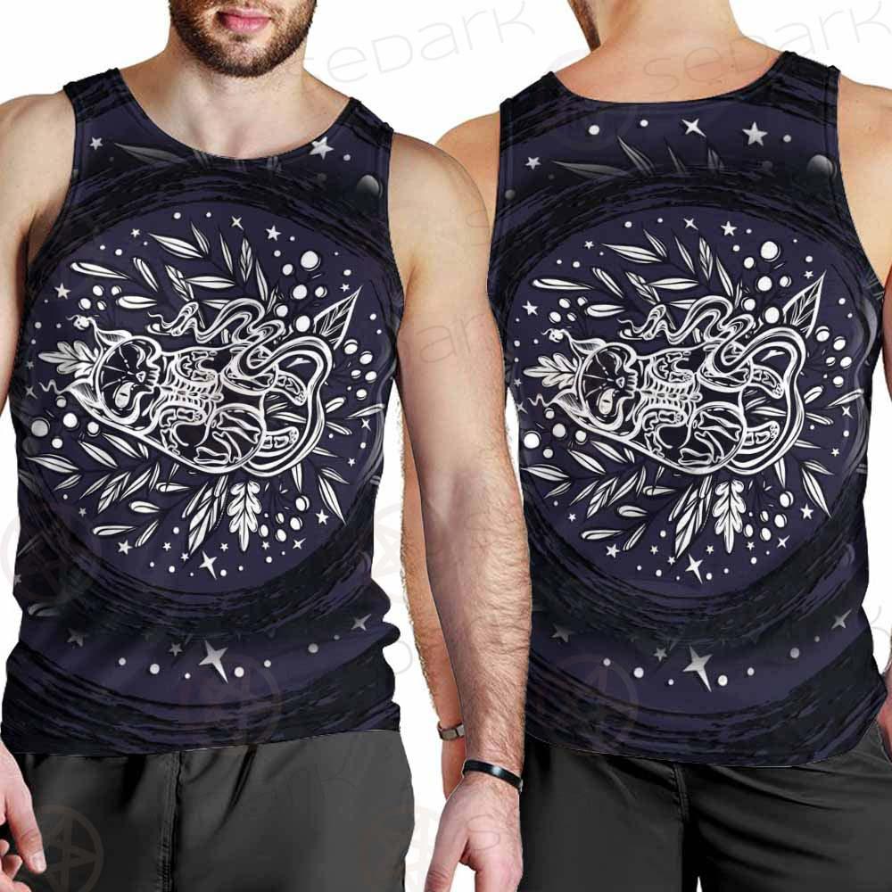 Mystical Cat Skeleton Lies In The Grass SDN-1050 Men Tank-tops
