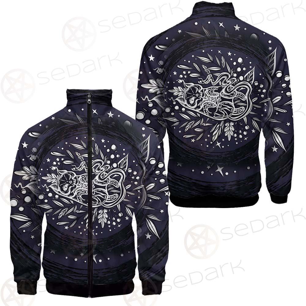 Mystical Cat Skeleton Lies In The Grass SDN-1050 Jacket