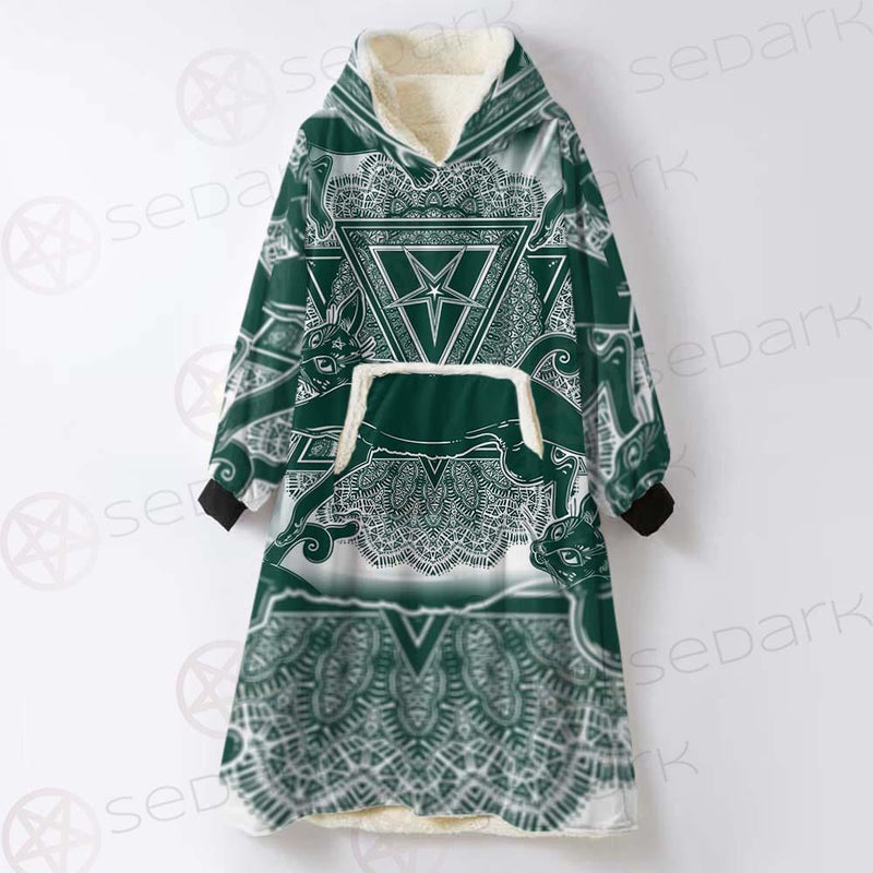 Cat Jumping Seamless Pattern SDN-1052 Oversized Sherpa Blanket Hoodie