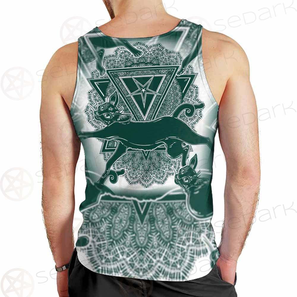 Cat Jumping Seamless Pattern SDN-1052 Men Tank-tops