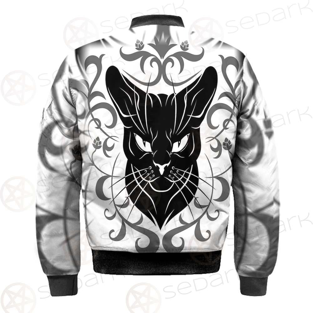 Black Cat Face With Floral Elements. SDN-1054 Jacket