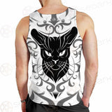 Black Cat Face With Floral Elements. SDN-1054 Men Tank-tops