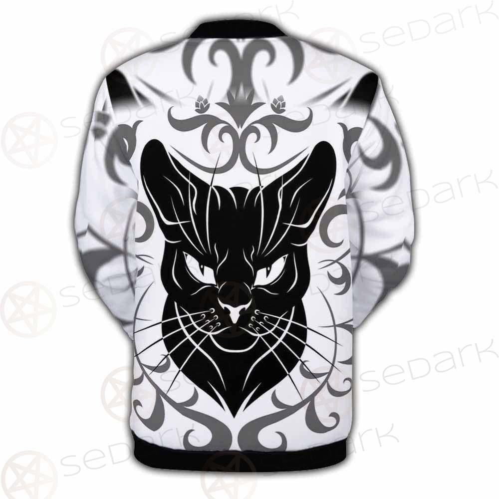 Black Cat Face With Floral Elements. SDN-1054 Button Jacket