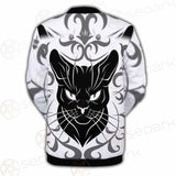 Black Cat Face With Floral Elements. SDN-1054 Button Jacket