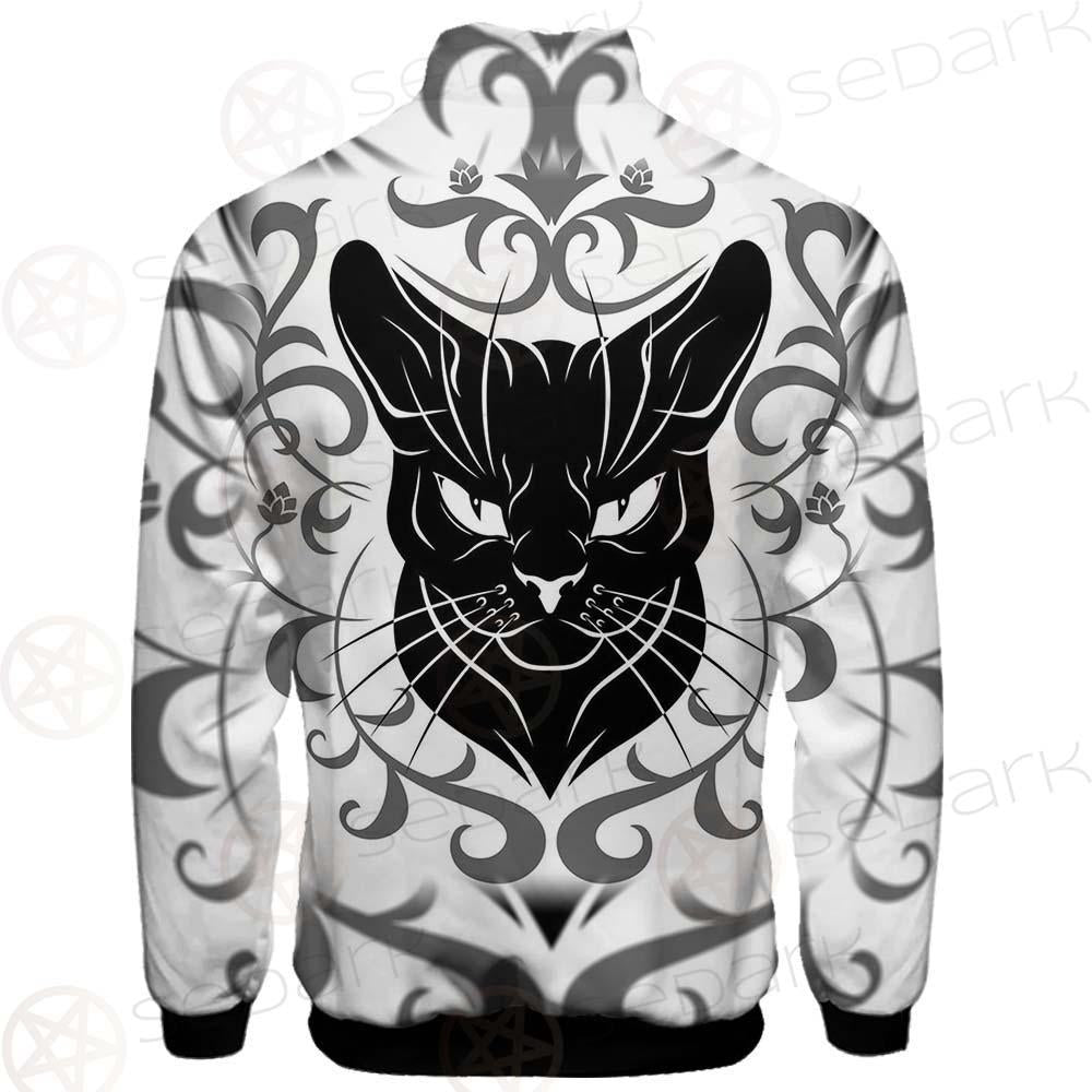 Black Cat Face With Floral Elements. SDN-1054 Jacket