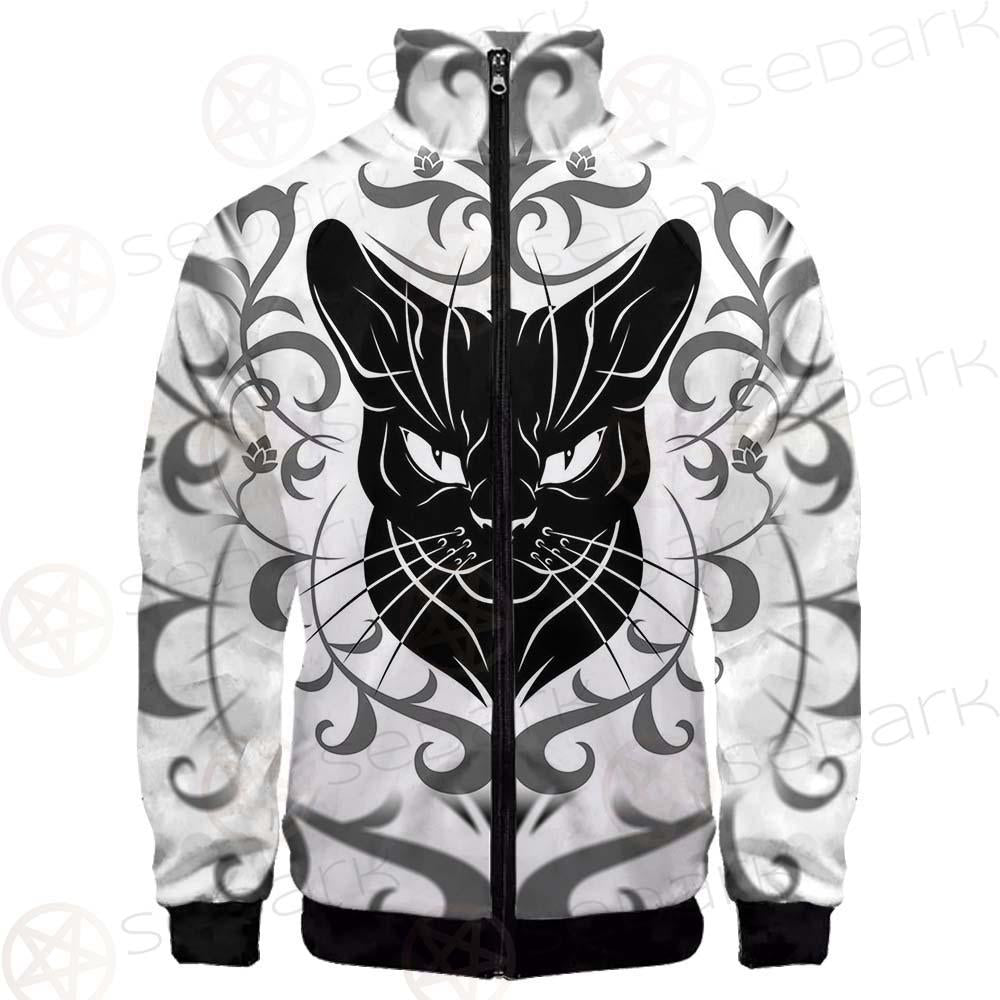 Black Cat Face With Floral Elements. SDN-1054 Jacket