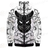 Black Cat Face With Floral Elements. SDN-1054 Jacket