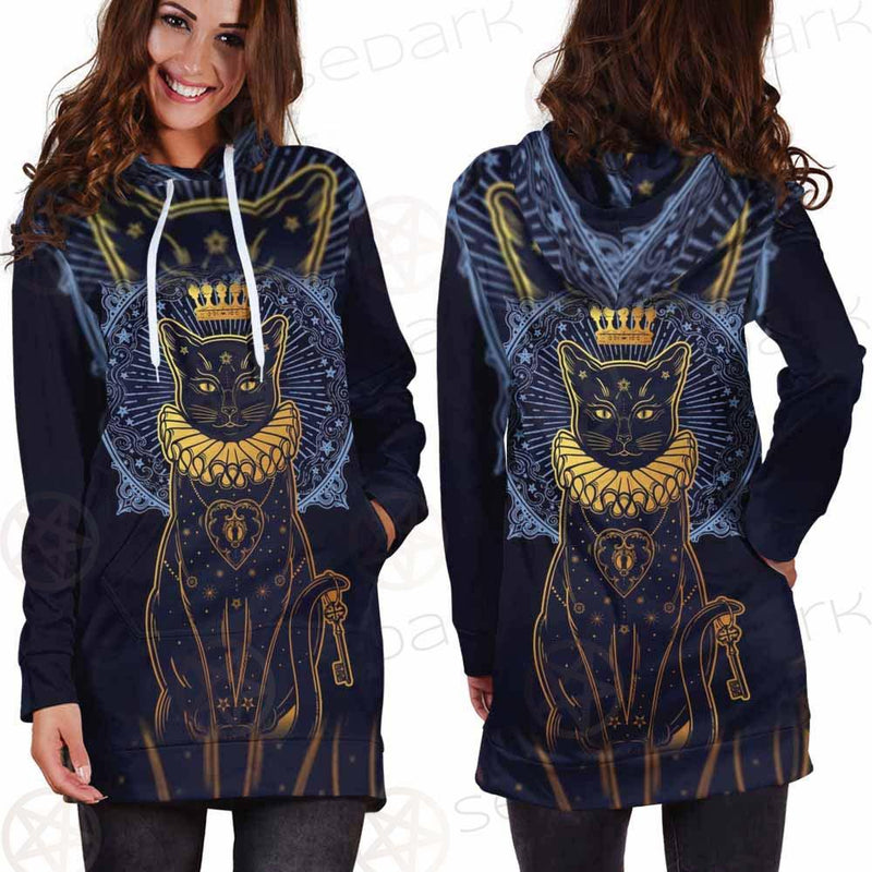 Black Cat Silhouette Portrait SDN-1056 Hoodie Dress