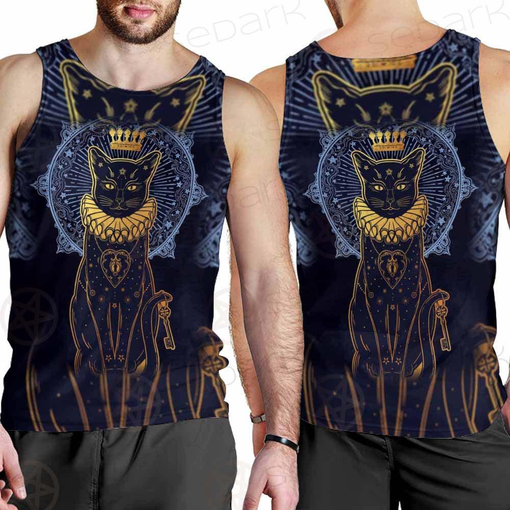 Black Cat Silhouette Portrait SDN-1056 Men Tank-tops