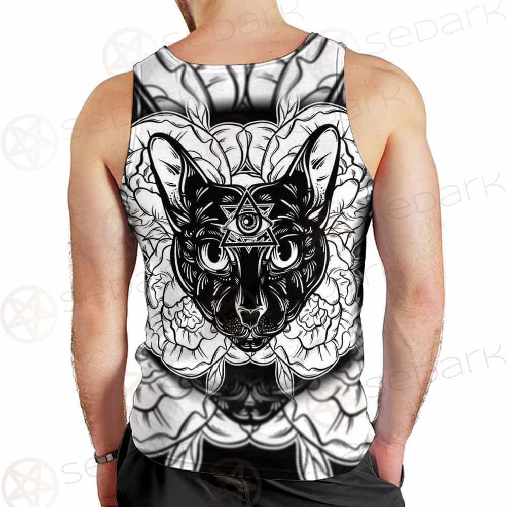 Ustration Of Cat With Flowers SDN-1057 Men Tank-tops