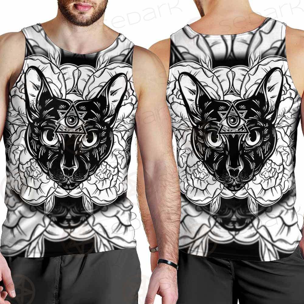 Ustration Of Cat With Flowers SDN-1057 Men Tank-tops