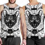Ustration Of Cat With Flowers SDN-1057 Men Tank-tops