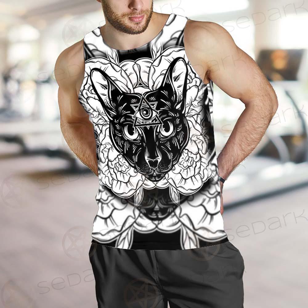 Ustration Of Cat With Flowers SDN-1057 Men Tank-tops