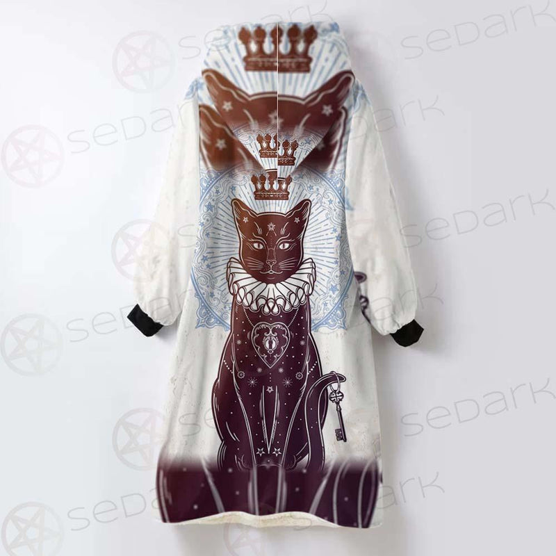 Black Cat Silhouette Portrait SDN-1059 Oversized Sherpa Blanket Hoodie
